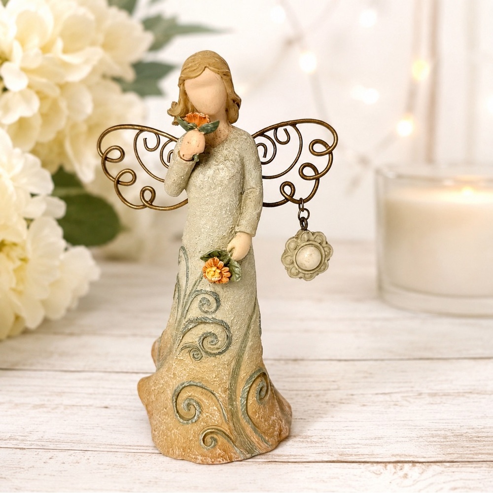 Florentine Angels Flower Girl Angel Figurine by Matthew Danko Floral Wire Wings